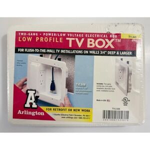 Arlington Low Profile TV Box Home 5x8 White TVL508 Two-Gang Retrofit New Work